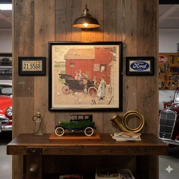 Norman Rockwell The Famous Model T Boss of the Road Framed Lithograph Print Art - Picture 2 of 5